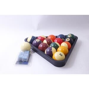 Pool Balls Set with Triangle Ball Rack, Mizerak Cue Chalks, Standard, Recreation